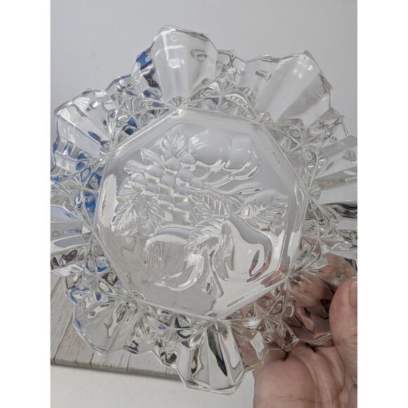 Vintage Federal Glass Pioneer Fluted Fruit Serving Bowl Scalloped Edge - Picture 6 of 6